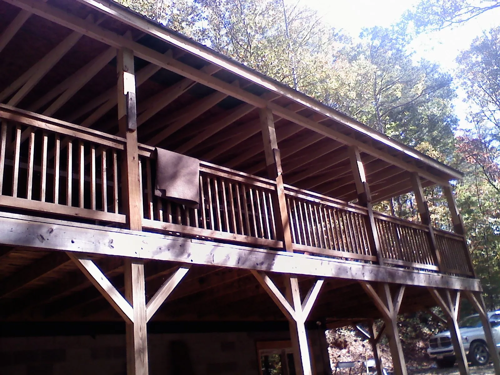 Timber framing under a new elevated porch and deck — Roof Leak Repair in Franklin Lakes by Roofing Brothers